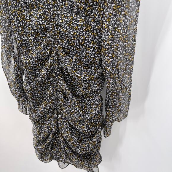 ASTR RUCHED FLORAL FRONT LONG SLEEVE DRESS Size Medium - Picture 3 of 10